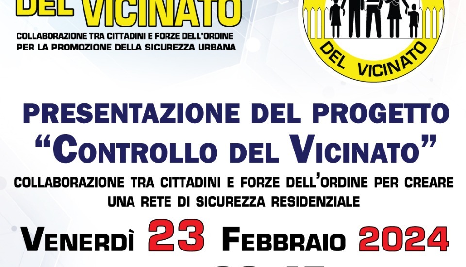 Presentazione progetto "CONTROLLO DEL VICINATO"